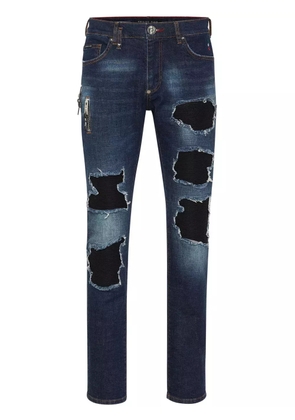 Philipp Plein Rock Star ribbed-panels skinny jeans - Blue