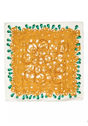 CHANEL Pre-Owned logo print jewellery silk scarf - White