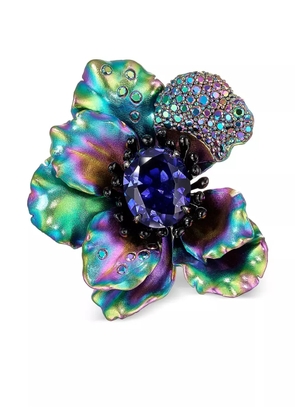 Anabela Chan 18kt yellow gold Poppy topaz and sapphire pin - Green