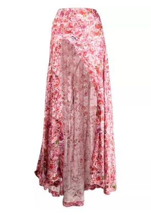 Natasha Zinko Tulip-print silk maxi skirt - Pink