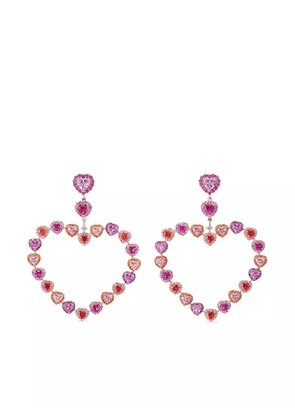 Anabela Chan 18kt rose gold vermeil Love Heart sapphire and diamond earrings - Pink