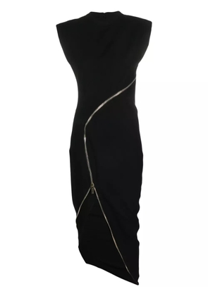 Genny zip-up asymmetric midi dress - Black