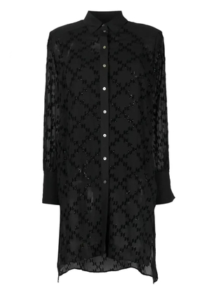 Karl Lagerfeld monogram-jacquard glitter-detail shirt - Black