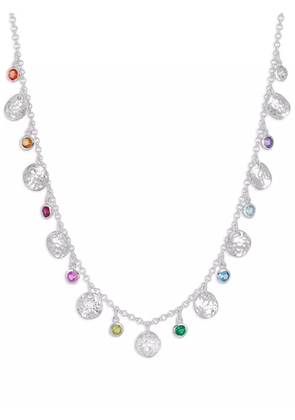 DOWER AND HALL hammered disc and gemstone array necklace - Silver