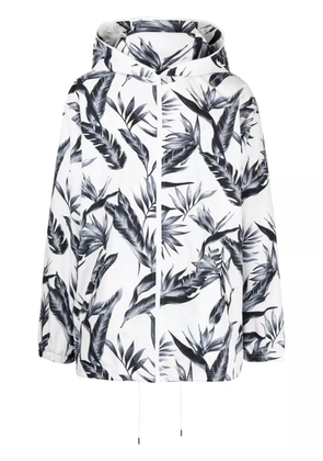 Fumito Ganryu leaf-print hooded jacket - White