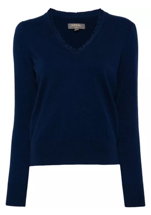 N.Peal ruffle-trim cashmere jumper - Blue