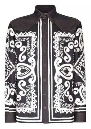 Dolce & Gabbana graphic-print denim-trim shirt - Black