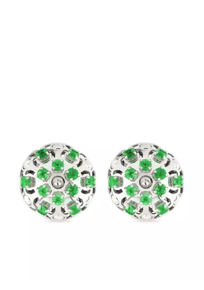 Officina Bernardi 18kt white gold Damasco emerald stud earrings - Silver