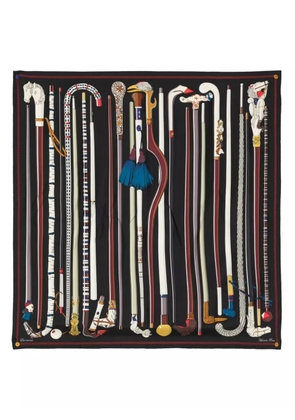 Hermès Pre-Owned Les Cannes silk scarf - Black