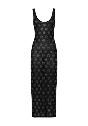 Philipp Plein monogram translucent dress - Black