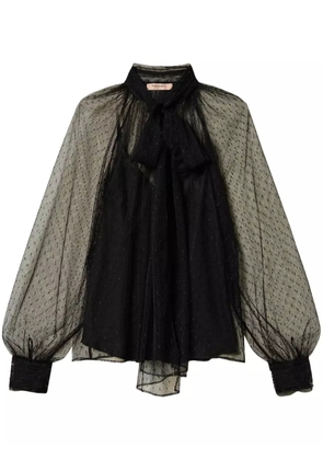 TWINSET sash-collar tulle blouse - Black