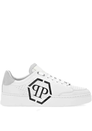 Philipp Plein logo-detailed leather sneakers - White