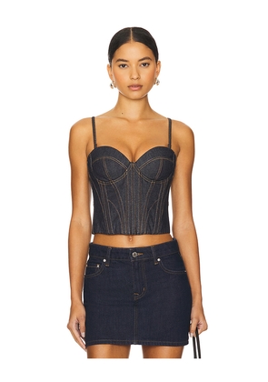 fleur du mal Denim Bustier in Denim-Dark. Size 0. Also in 2.