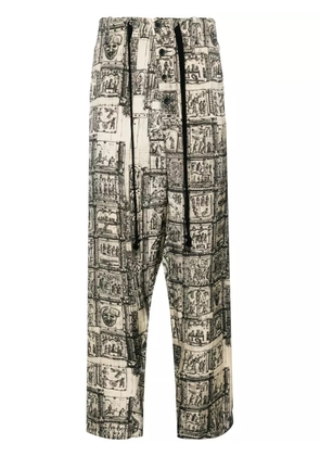 Uma Wang graphic-print straight-leg trousers - Neutrals