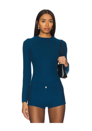 fleur du mal Knit Underbust Long Sleeve Top in Teal. Size S. Also in XS.