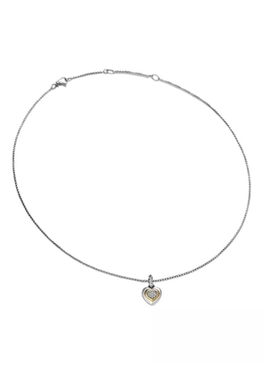 David Yurman 14kt yellow gold and sterling silver Petite Cable Heart diamond necklace (17.1mm)
