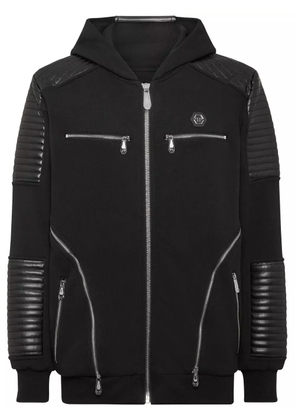 Philipp Plein zip-up hooded jacket - Black