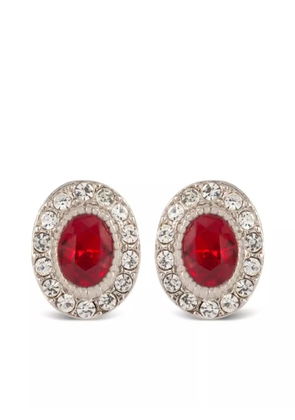 Susan Caplan Vintage 1990s crystal-embellished oval earrings - Silver