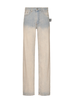 FLANEUR Faded Tweed Denim Jeans in Blue. Size 30. Also in 34, 36.
