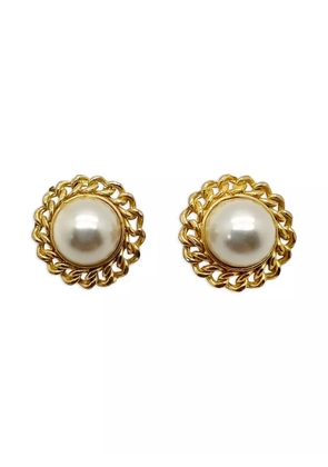 Jennifer Gibson Jewellery 1990s pre-owned faux-pearl chain-link earrings - Gold