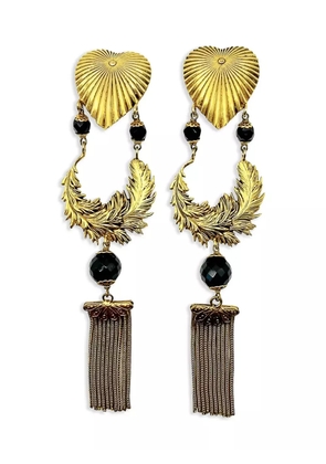 Jennifer Gibson Jewellery 1980s pre-owned heart tassel clip-on earrings - Gold