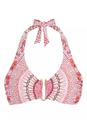 Temperley London Pomegranate printed halterneck bikini top - Pink