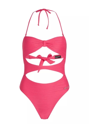 Karl Lagerfeld ribbed Rio swimsuit - Pink