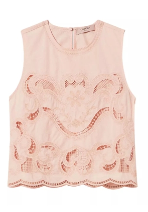 TWINSET broderie-anglaise sleeveless top - Pink