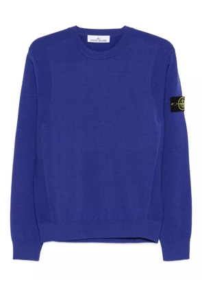 Stone Island crew-neck logo-patch sweater - Blue