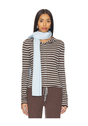 Frankies Bikinis Snug Ribbed Knit Scarf in Baby Blue.