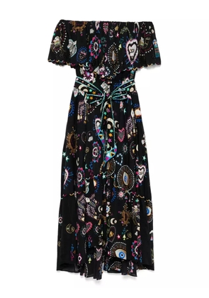 Camilla The Nubian Nights Shoulder Frill dress - Black