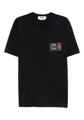 MSGM rose-print patch T-shirt - Black