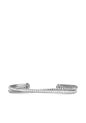 David Yurman sterling silver Crossover Two Row diamond bracelet (6mm)