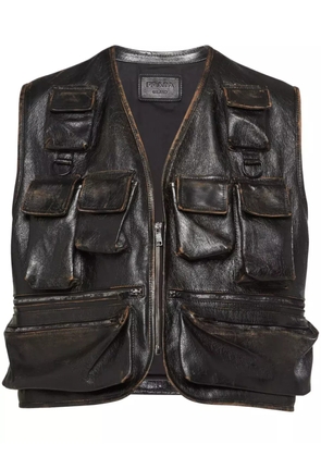 Prada leather cargo vest - Black