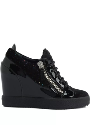 Giuseppe Zanotti Addy Wedge glitter-panel sneakers - Black