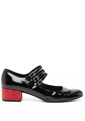 Saint Laurent Pre-Owned triple-strap Mary Jane pumps - Black
