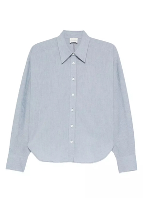 Closed long-sleeve curved-hem shirt - Blue
