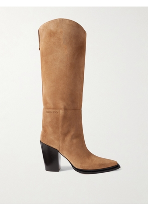 Jimmy Choo - Cece 80 Suede Knee Boots - Brown - IT36,IT37,IT37.5,IT38,IT38.5,IT39,IT39.5,IT40,IT40.5,IT41,IT42