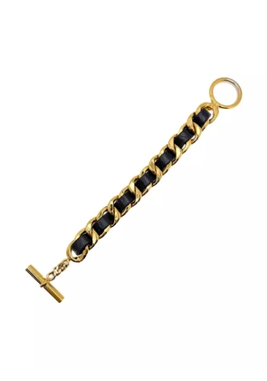 CHANEL Pre-Owned 1980s leather chain bracelet - Gold