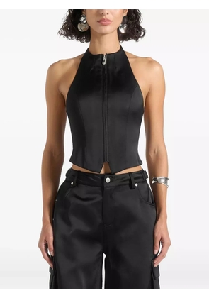 Manière De Voir Claudette satin halterneck backless top - Black