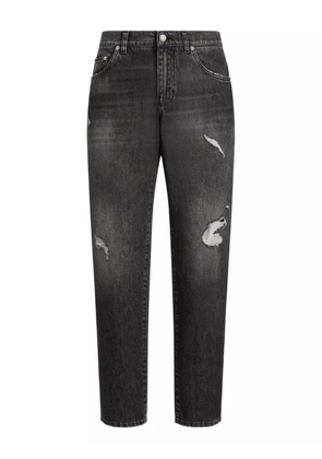 Dolce & Gabbana distressed logo-plaque jeans - Black