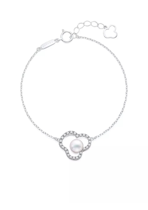 TASAKI 18K white gold Chants signature akoya pearl and diamonds bracelet - Silver