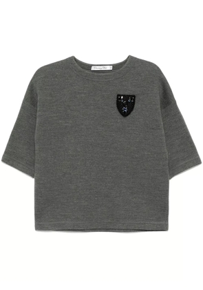 Christian Dior Pre-Owned crystal-embellished T-shirt - Grey