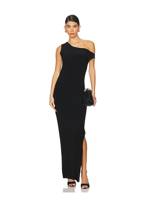 Norma Kamali Drop Shoulder Fitted Gown in Black. Size M. Also in S.