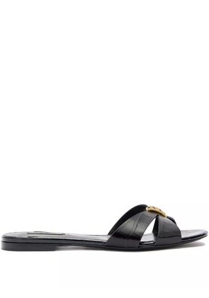 Roberto Cavalli cross-strap jewel-embellished flat sandals - Black