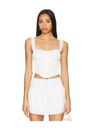 MORE TO COME Elaine Corset Top in White. Size S. Also in L, M.