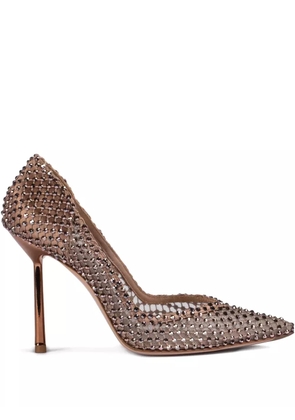 Le Silla 100mm Gilda crystal-embellished pointed-toe pumps - Brown