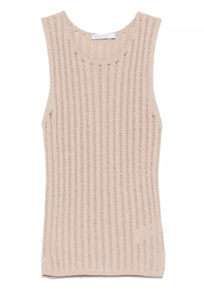 Patrizia Pepe lurex open-knit tank top - Neutrals