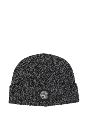 Stone Island logo-patch beanie - Black