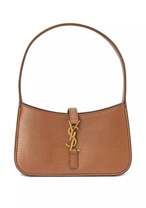 Saint Laurent logo-plaque leather shoulder bag - Brown